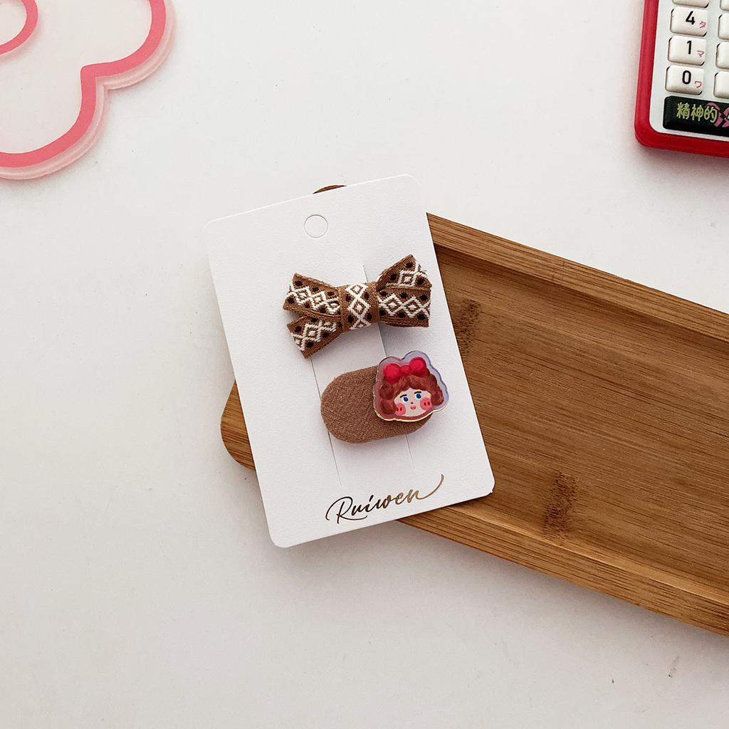New Cute Coffee Cartoon Bow Princess Hairpins Set Women Girls Kids Hair Clips Barrettes Accessories Hairclip Headwear Headdress
