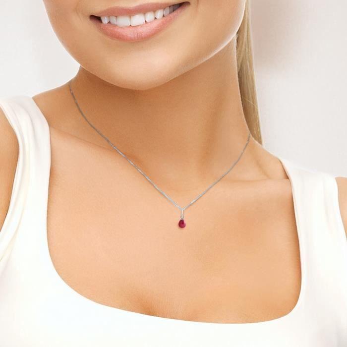 Pendant - PERLINEA - Genuine Red Freshwater Cultured Pearl 5-6 Mm - White Gold - 42 Cm Chain
