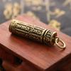 Hollow Brass Buddha Bottle Sutra Cylinder Pendant Keychain Vintage Pill Box Container Bottle Keychains Pill Case Bottle