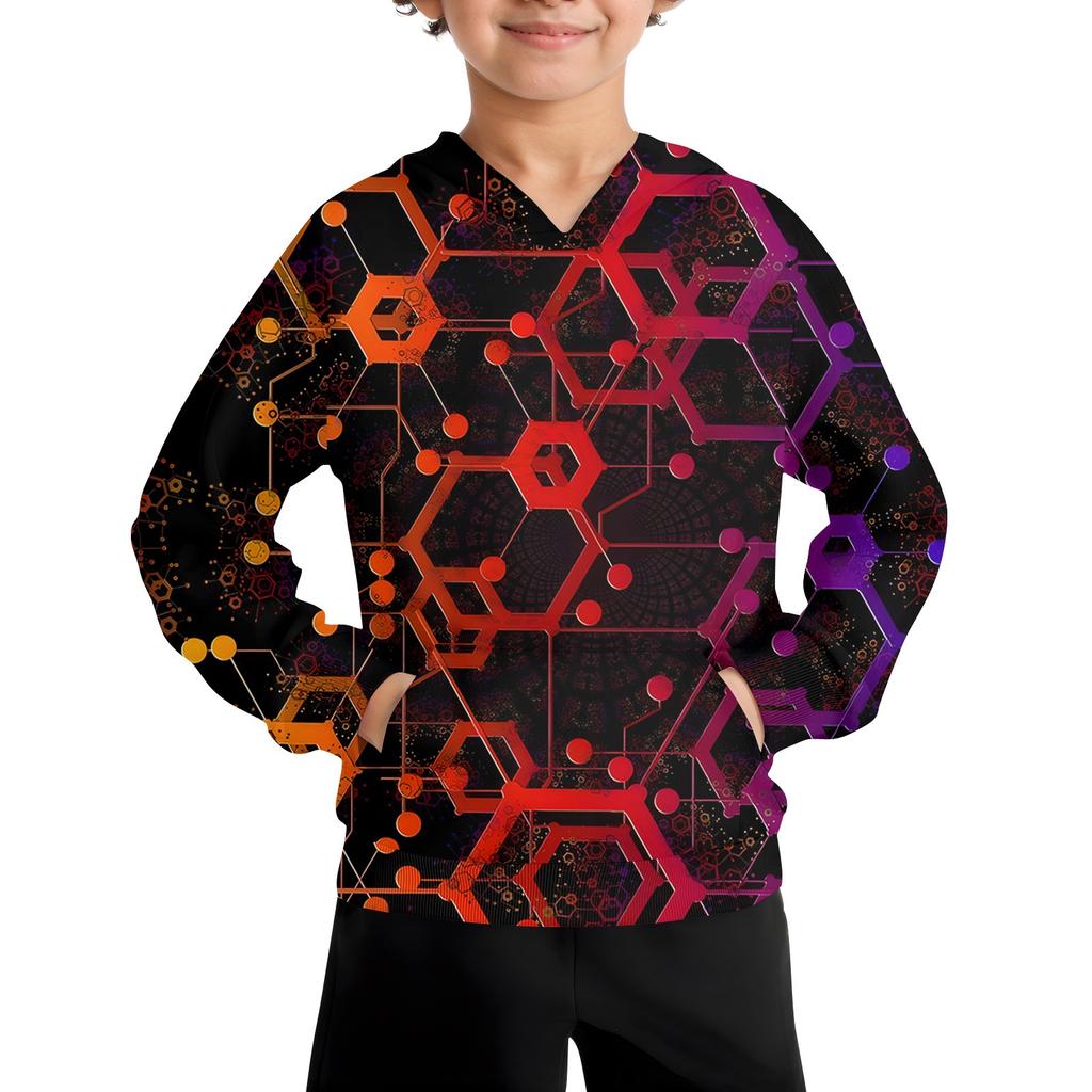 Boys Casual Fashion Long Sleeve Hooded Pocket Sweatshirt