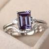 Luxury Platform New Women's Pair Ring, Creative Inlaid Purple Square Diamond Zircon Ring Wholesale
