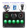 Digital Voltmeter Dual USB Port 5 Gang LED Toggle Rocker Car Switch Panel For Marine Car Truck Ship 12V Outlet