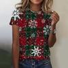 Рождественская женская футболка с рождественскими элементами, футболка большого размера с 3D-принтом, летняя новая модная женская одежда Y2k, женские топы, футболки