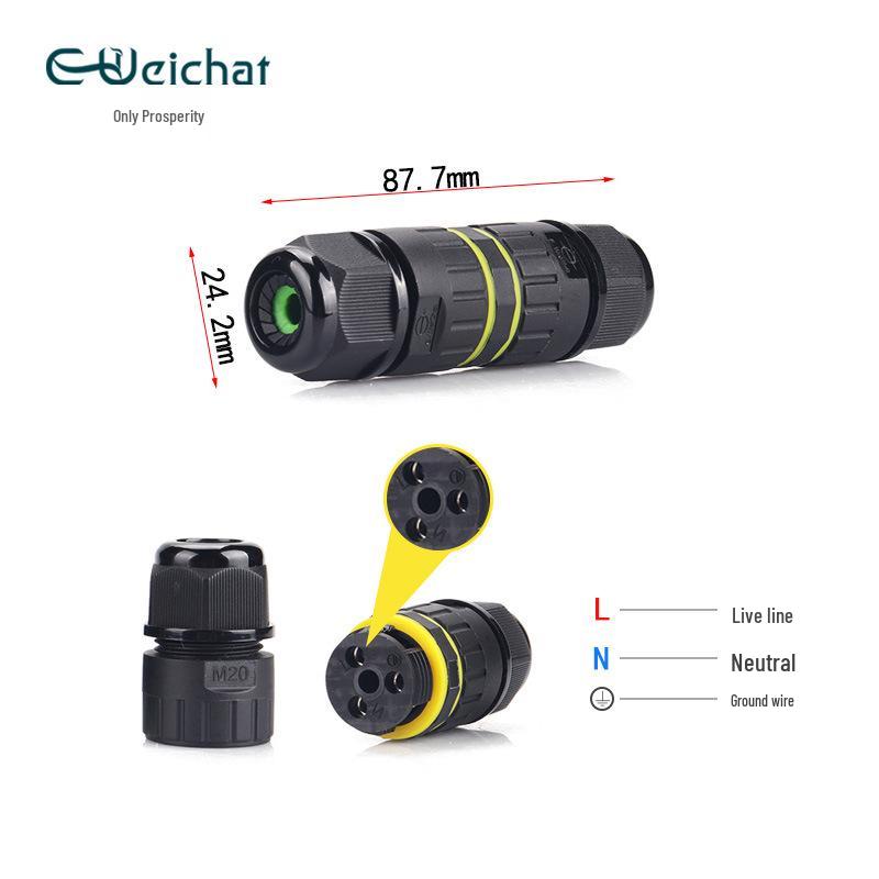M20 IP68 3-Pin Flame Retardant Waterproof Dustproof Terminal Block Connector for Lighting Electronics.