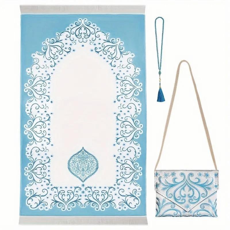 3PC Jacquard Pattern Prayer Mat Middle East Muslim Travel Prayer Mat Set Portable Multiple Options Available