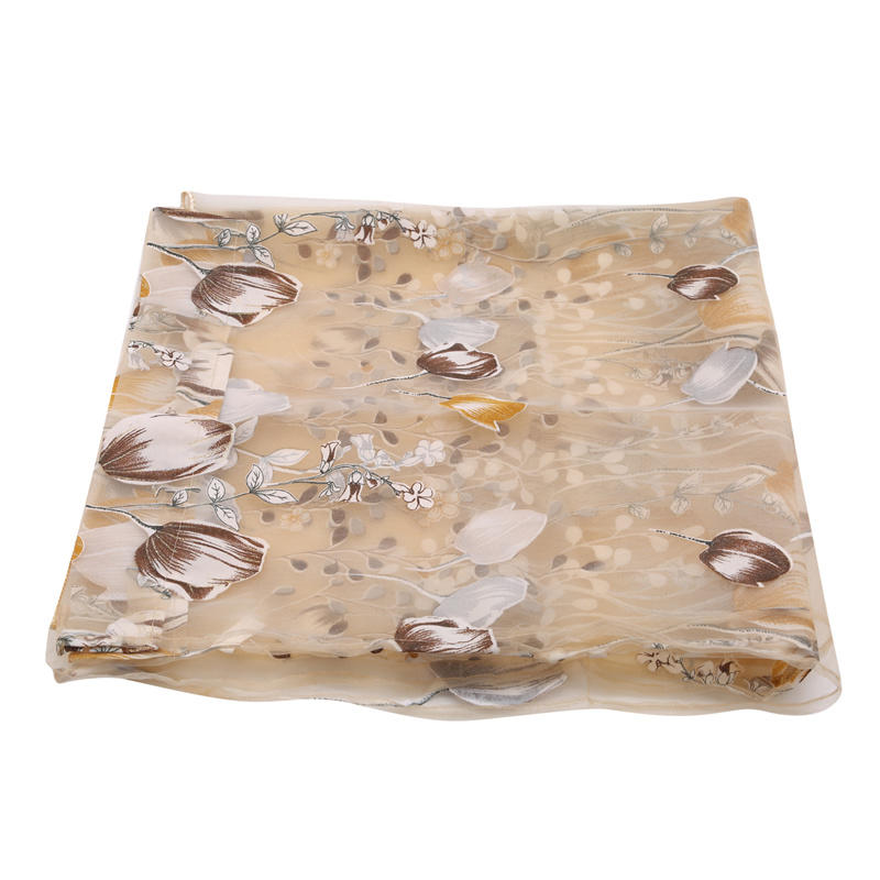 Tulip Flower Sheer Window Curtain Beads Tassel Door Scarf Drapes Valance Home Supplies