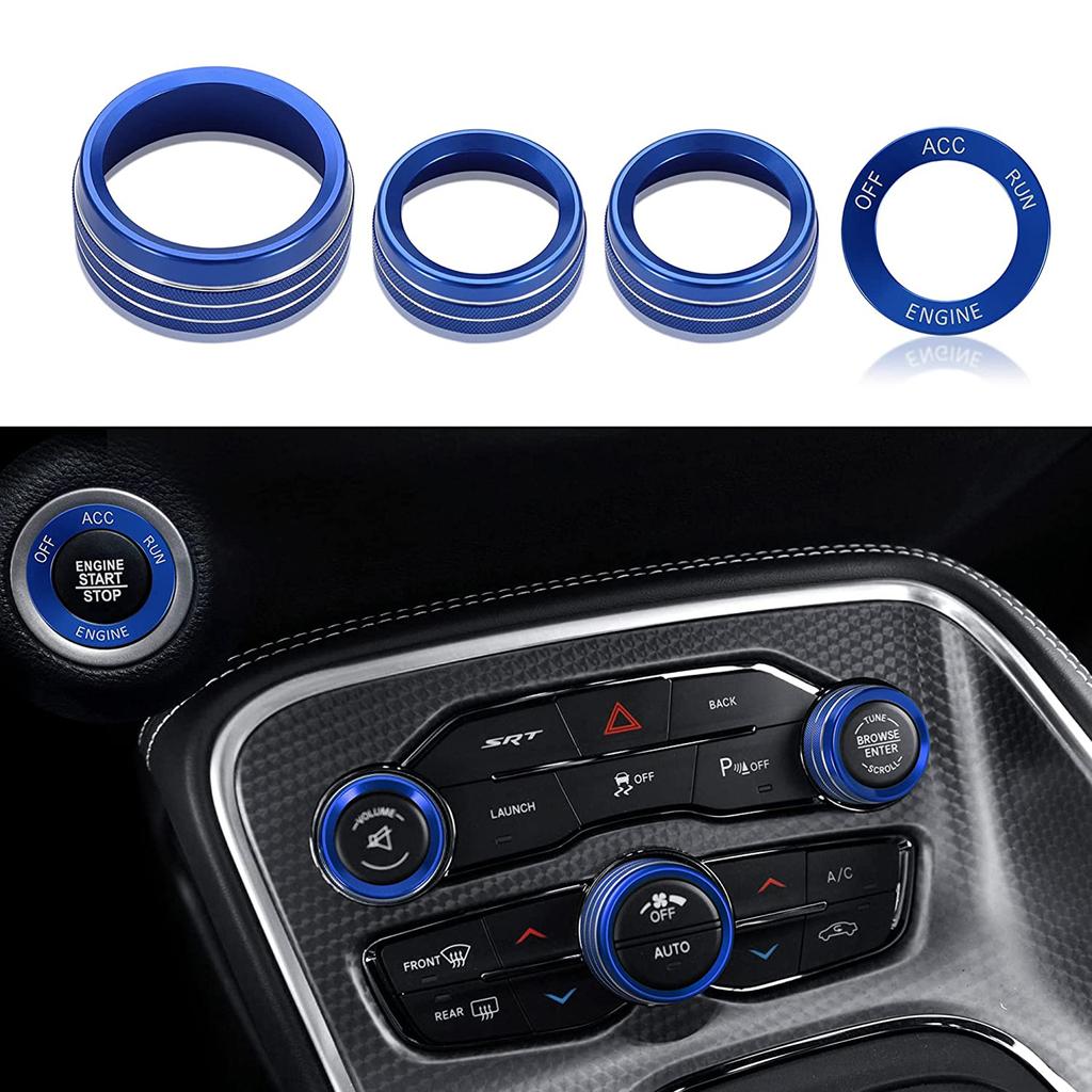 3Pcs Auto Center Console Knob Ring Car Interior Air Conditioning Control Radio Knob Covers Trim for Challenger 2015-2021