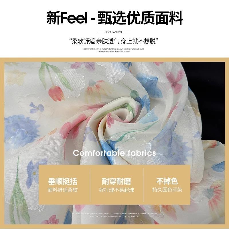 Broken Flower Pictorial Bud Culottes Women's Summer New High-waisted Skirt, Small Drape Wide-leg Pants