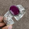 Kashmir Red Ruby Gemstone 925 Sterling Silver Cuff Bangle Adjustable KKG-182