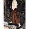 Autumn Winter Women's Plus Size Retro Corduroy Midi Skirt Loose Slim-Fitting A-Line Umbrella Skirt