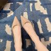 Cowhide Version~ Genuine Leather Nude Color Inner Height Increase Pointed Single Shoes Women's New Light Commuter Flat Shoes