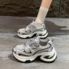 Popular Versatile Platform Dad Shoes Women's Small Height Increase 2025 Super Hot New Autumn Silver Sports and Leisure Shoes