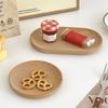 Solid Wood Plate Tray Pastoral Multi Functional Plate Natural Wood Color Heat Resistant Tray Minimalist 3 Styles