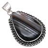 Pendant Grey Botswana Agate Gemstone Mother'Day Gift Silver Jewelry 2"