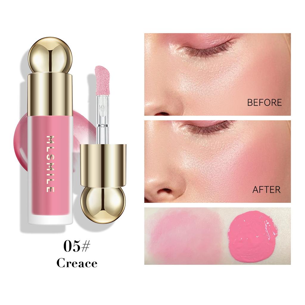 6 Colors Liquid Blush Long Lasting Natural Nude Makeup Blush Cream Lightweight Contouring Highlighter Waterproof Lip&Cheek&Eye Multifunctional Blush