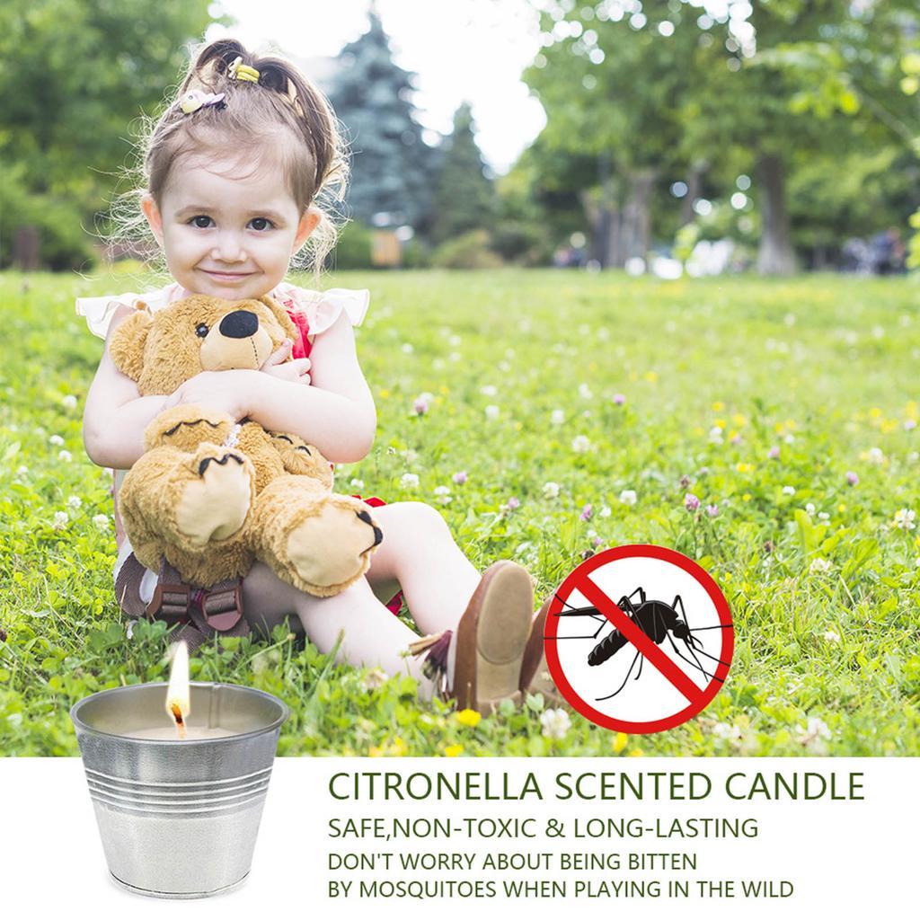 Set of 2 Relaxing Candle Tins Bucket Designs Citronellas Candle Skeeter Repellents Wax Candle Hausware Indoor Candle