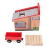 8 Pcs Wooden Train Track Accessories Expandable Wood Railway Toy Scene Accessories for Children