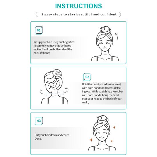 Instant Neck Lift Tape Straps Waterproof Neck Patch for Face Jaw Invisible Natural Lifting Band Young Neckline Enhancer