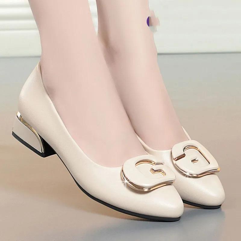 Women Cute Sweet Light Weight Brown Slip On Square Heel Shoes Lady Casual Comfort Spring Elegant Beautiful High Pumps E1237