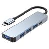USB-C хаб-адаптер 5-в-1 - BOOLING - PD 100W - 1 Порт USB 3.0 - 3 Порта USB 2.0 - Серый