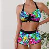 Women's Swimwear Tankini 2 Piece Swimsuit Colorful Flowers and Plants Vacation Bathing Suits