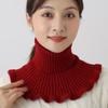 Теплый вязаный воротник-шарф, женский водолазка, вязаный ложный воротник, съемный шарф, теплый зимний ветрозащитный оборки, шарф-обертка