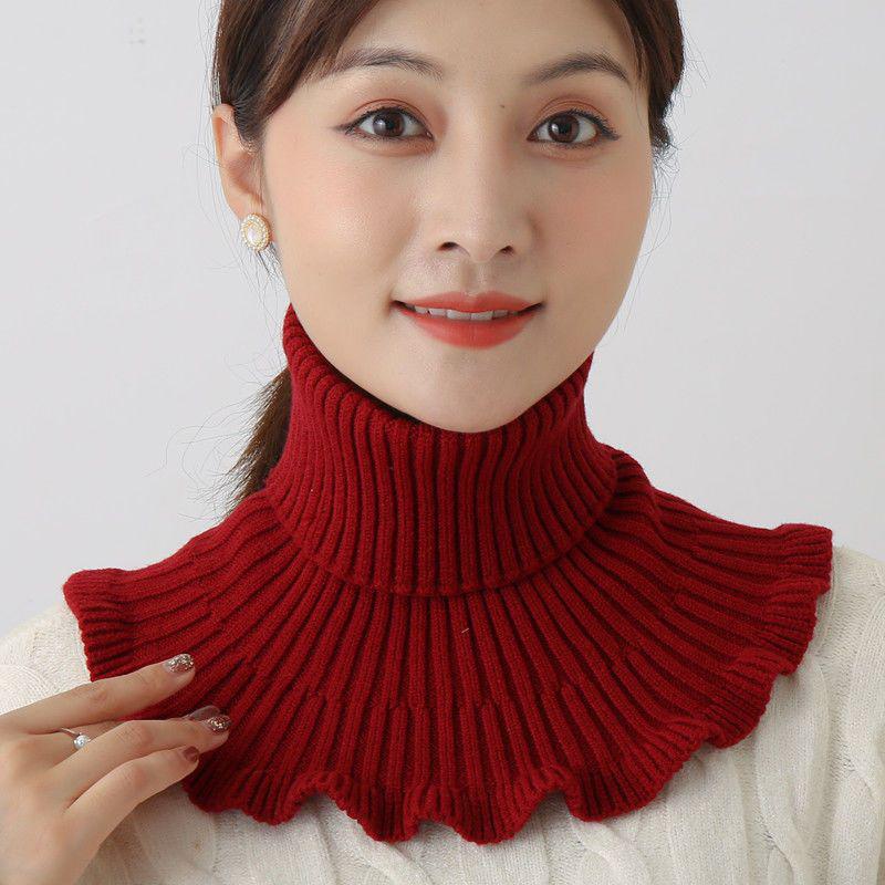 Теплый вязаный воротник-шарф, женский водолазка, вязаный ложный воротник, съемный шарф, теплый зимний ветрозащитный оборки, шарф-обертка