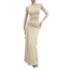 Women's Casual Fashion Long Sleeve Solid Color Slim Waist Dress