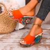 Fashion 2025 Hot Sale Ladies Shoes Peep Toe Women's Slippers Fashion Plus Size Casual Slippers Women Summer Printing Wedge Slippers