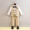 Children Vest Set 2 To 12 Y Flower Boys Wedding Suit Formal School Kids Piano Performance Costume Teens Birthday Evening Tuxedo