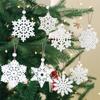 Christmas Snowflake Wooden Decoration Pendant Christmas Snowflake Ornaments Winter Home Christmas Tree Ornaments
