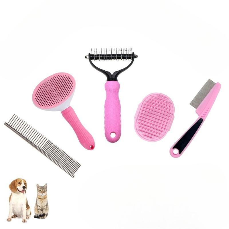 Набор для красоты из 10 предметов для кошек и собак, самоочищающаяся грабельная щетка, когтерез, гребень от блох, щетка для купания, напальчники