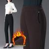 European Velvet Harem Pants: Women’s 2024 Winter, Fleece-Lined, Slimming, Versatile Casual Wear for Middle-Aged Moms