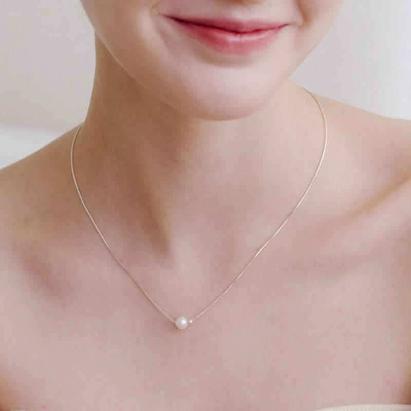 NUOY [Silver 925] Shining Silver Pearl Necklace