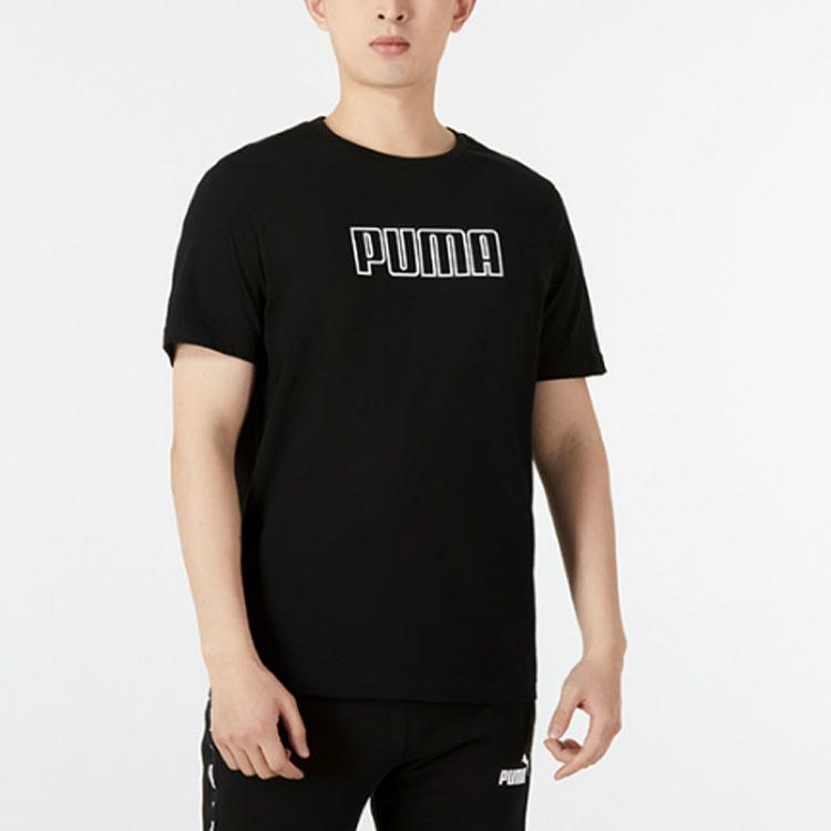 Puma Alphabet Print Sports Crew Neck T-Shirt Men Tops Black 671602-01