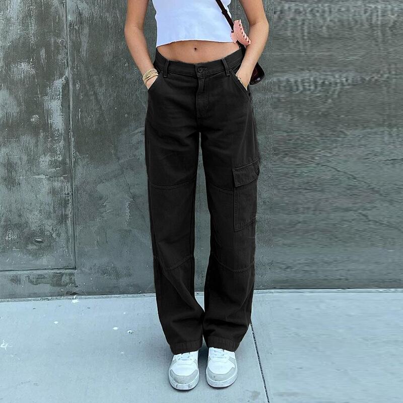 Summer Lady Jeans Fashion Long Pants Loose Comfortable Elastic Denim Pants Women's Trousers Loose Pocket Jeans for Women