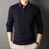 Cotton Solid Color Long Sleeve POLO Lapel Men's New Autumn Middle-aged Loose Dad Men's Base Shirt