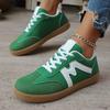 Модные Легкие Удобные Кроссовки для Женщин Модные Полосатые Спортивные Туфли на Шнуровке Женские Повседневные Дышащие Зеленые Кроссовки Большого Размера