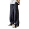 Men's Quick-Dry Baggy Trousers Drawstring Waist Loose Fit Pants Lightweight Casual Trousers with Side Lines Decoration for Street Vacation