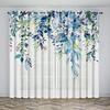Green Leaves Curtains Floral Botanical Printed Panel Wild Flower Tulip Plant Ivy Herbs Rustic Living Room Bedroom Window Drapes