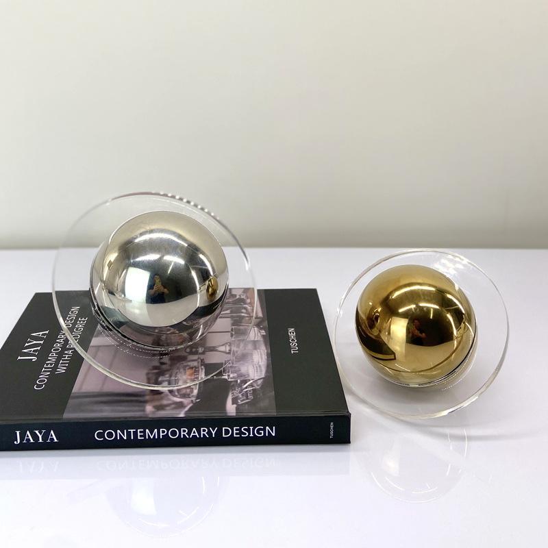 Simple Modern Silver Gold Crystal Decorative Ball Ornaments Creative Paper Weight Study Room Model Room Desktop Decoration