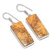 Natural Picture Jasper Gemstone 925 Sterling Silver Jewelry Earring 1.77" F1O71
