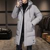 Men's Hooded Down Jacket Mid-length Winter Thick Warm Cotton Jacket Men's Casual Top Solid Color Coats Can Be Worn In Northern