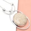 Necklace Fossil Coral Gemstone Jewelry  Handmade Pendant 20" Natural