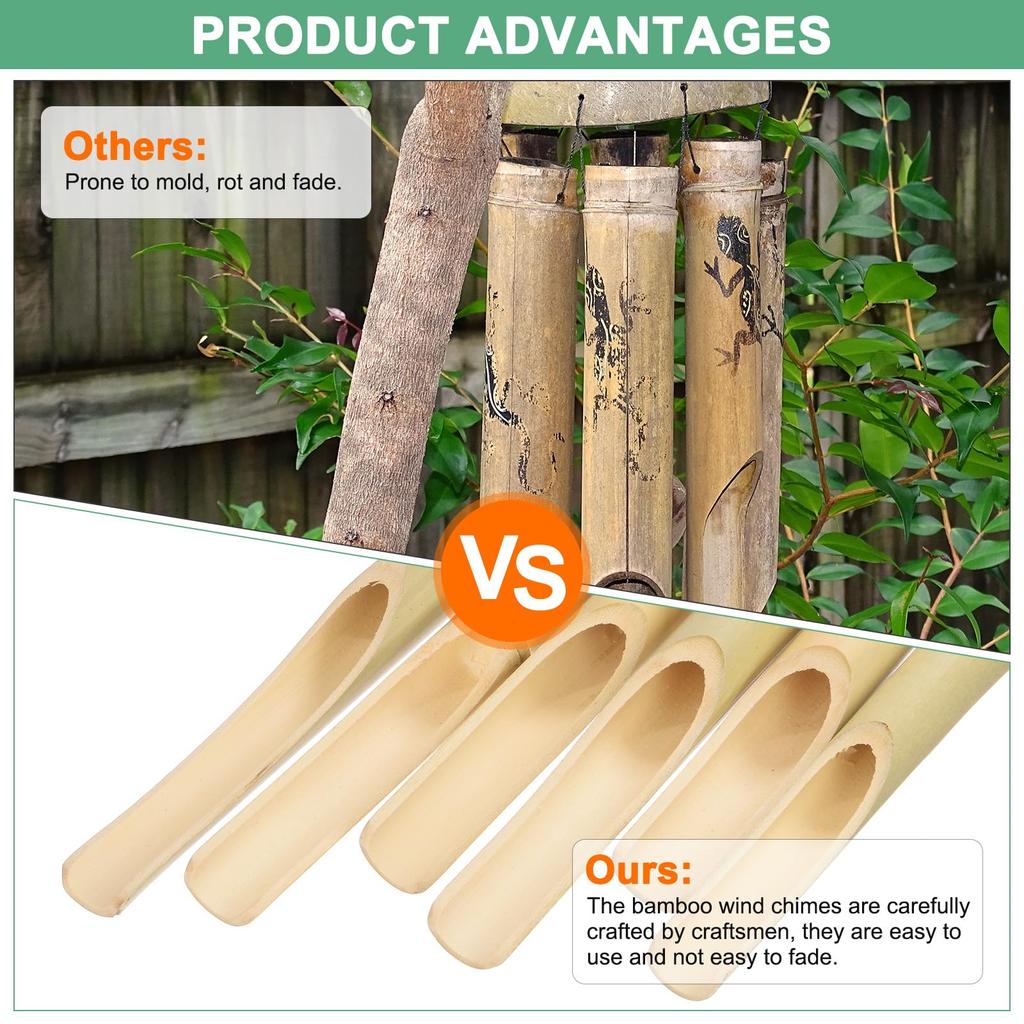 METERXITY Bamboo Wind Deep Wooden Wind Chimes for Indoor and Outdoor Wooden Wind Chimes 1-Pack Chimes, Melody, Sound, Decor/Porch/Garden, 31" [Wood