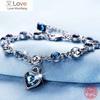 925 Sterling Silver Charm Sapphire Heart Bracelet Chain For Women Fashion Engagement Party Jewelry Gift