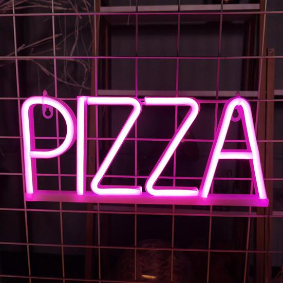 Pizza Letter Neon Sign LED Light Creative Shape Energy-saving Flicker Free Wall Art Background Neon Lamp Decor