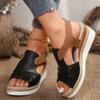 Large Size Wedge Heel Sandals Women's Summer Post-trip Strap Open-toed Sandals Women's Snout Sandals