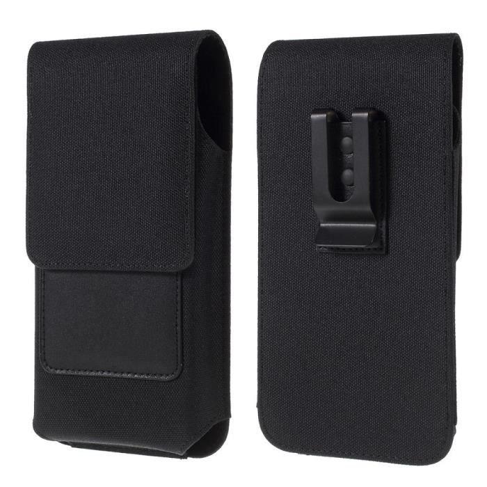 Étui Vertical Housse Clip Métal Ceinture Pince En Textile Et Cuir Avec Porte-cartes Pour Blu D090U Dash M2 (2016) > Noir