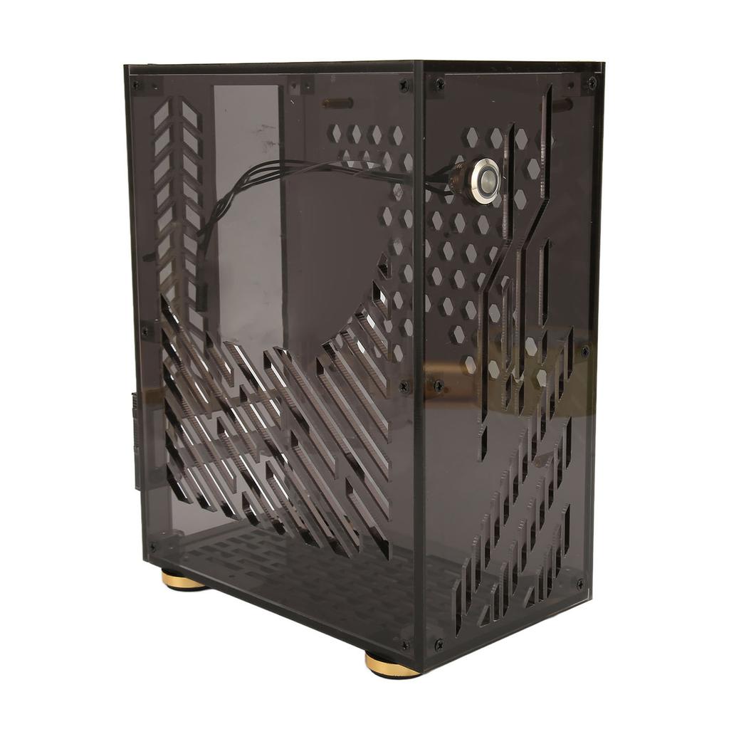 Mini ITX Case 4.3L Clear Acrylic Panel 360 Degree Cooling Cushioning Foot Pads Mini PC Case for
